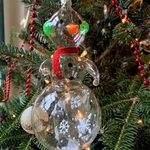 MOMA Vintage Clear Glass Snowman Ornament